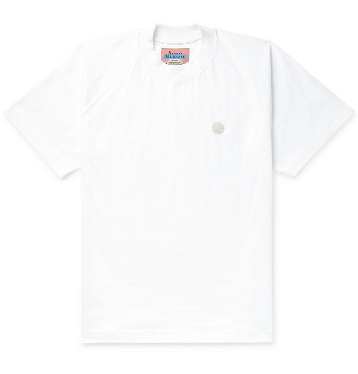 Photo: Acne Studios - Bassetty Uni Oversized Logo-Appliquéd Cotton-Jersey T-Shirt - White