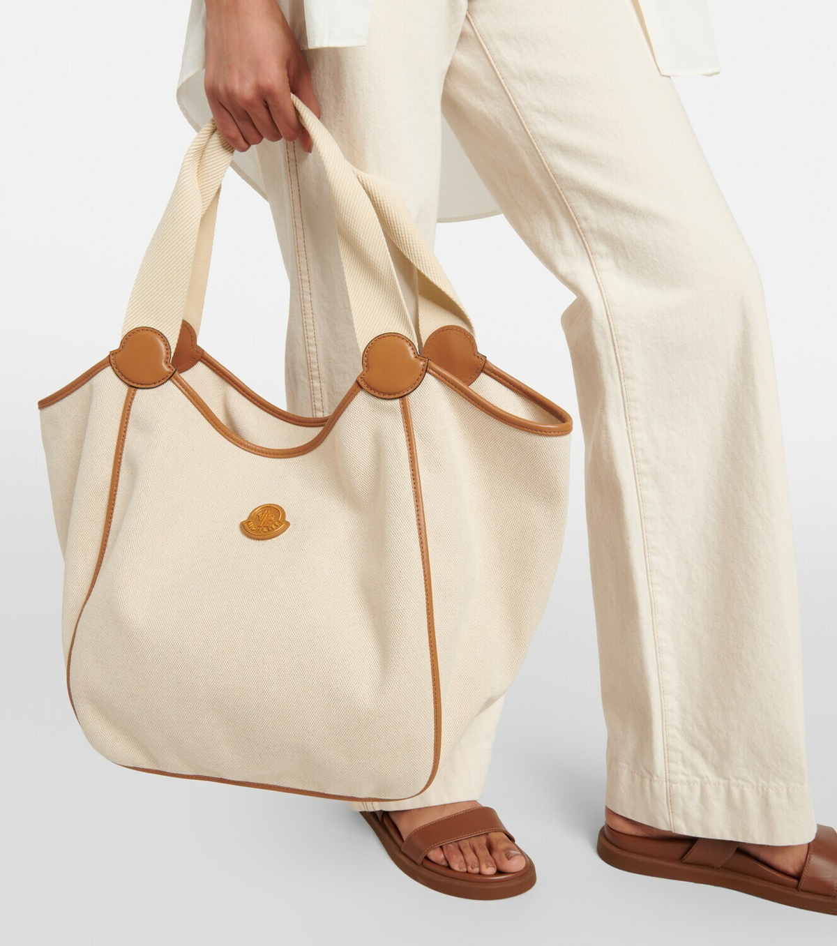 Moncler Nalani leather-trimmed tote bag Moncler Moncler Nalani leather-trimmed tote bag Moncler