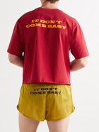 Y,IWO - Gold's Gym Cropped Logo-Print Cotton-Jersey T-Shirt - Red