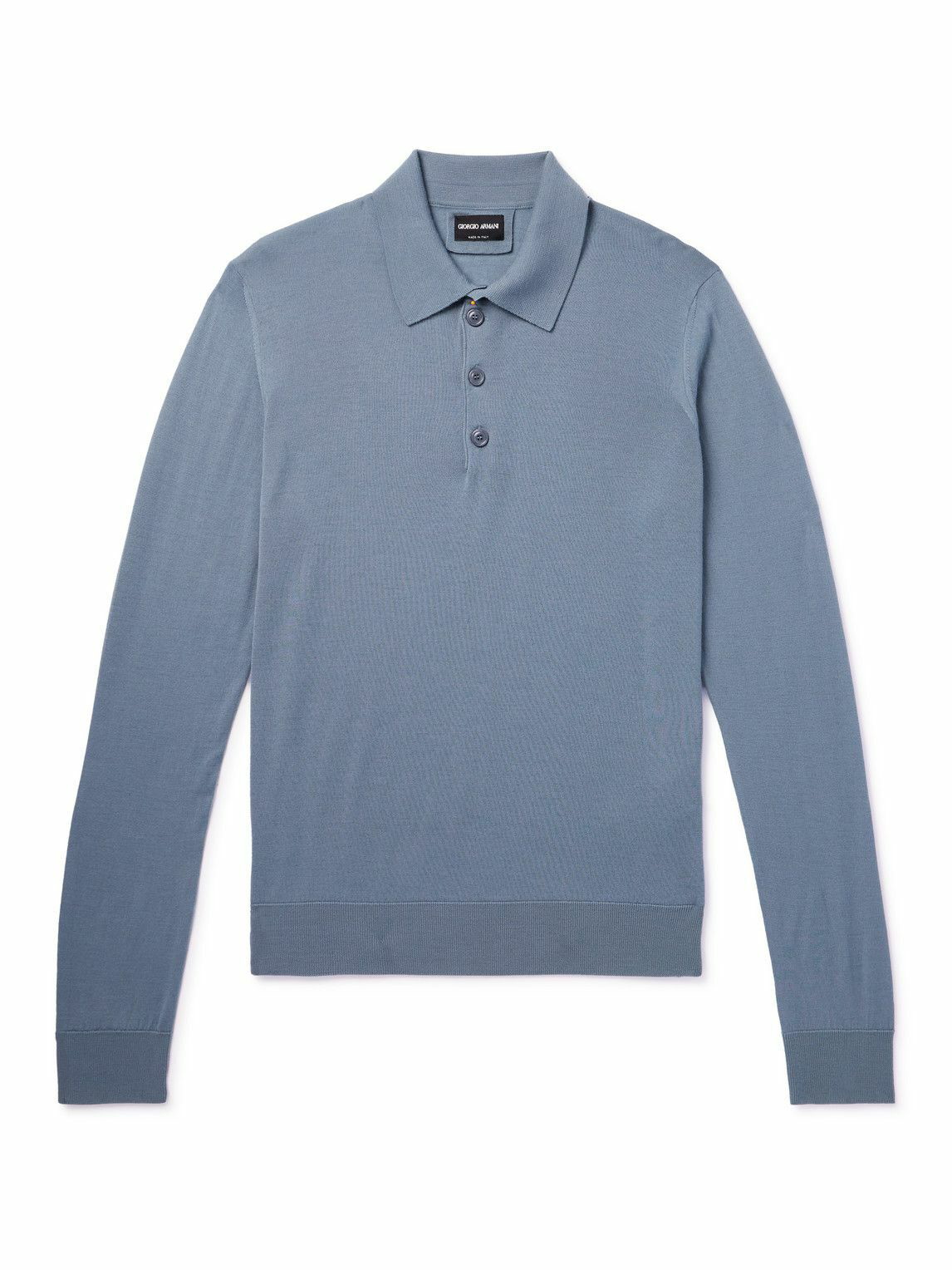 Photo: Giorgio Armani - Wool Polo Shirt - Blue