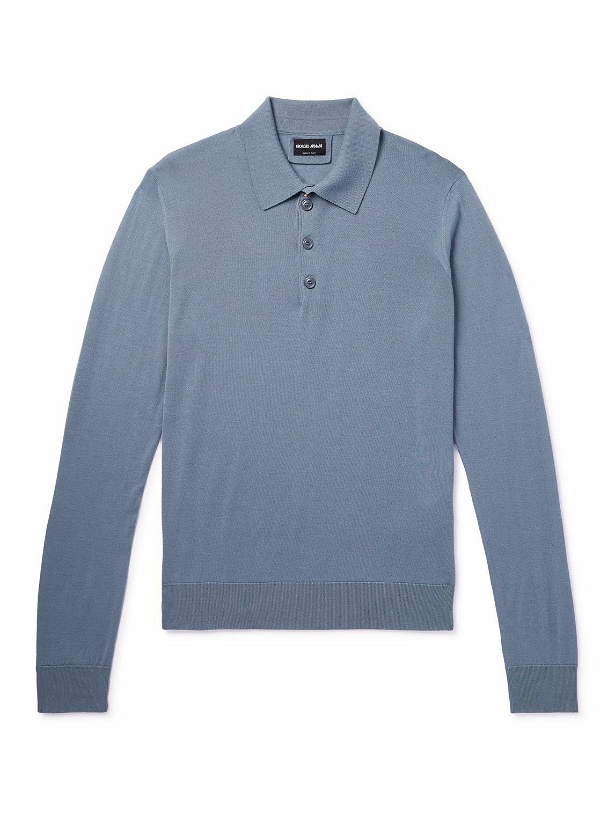 Photo: Giorgio Armani - Wool Polo Shirt - Blue