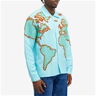 Sky High Farm Men's World Embroidered Shirt in Blue