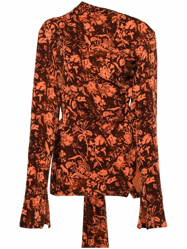 Photo: Jade Cropper Brown Wilted Flowers-Print Blouse