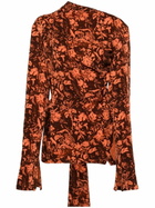 Jade Cropper Brown Wilted Flowers-Print Blouse