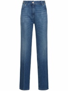 VERSACE Stonewashed High Rise Straight Jeans