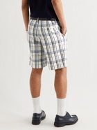 MR P. - Checked Cotton and Linen-Blend Golf Shorts - Blue - UK/US 28