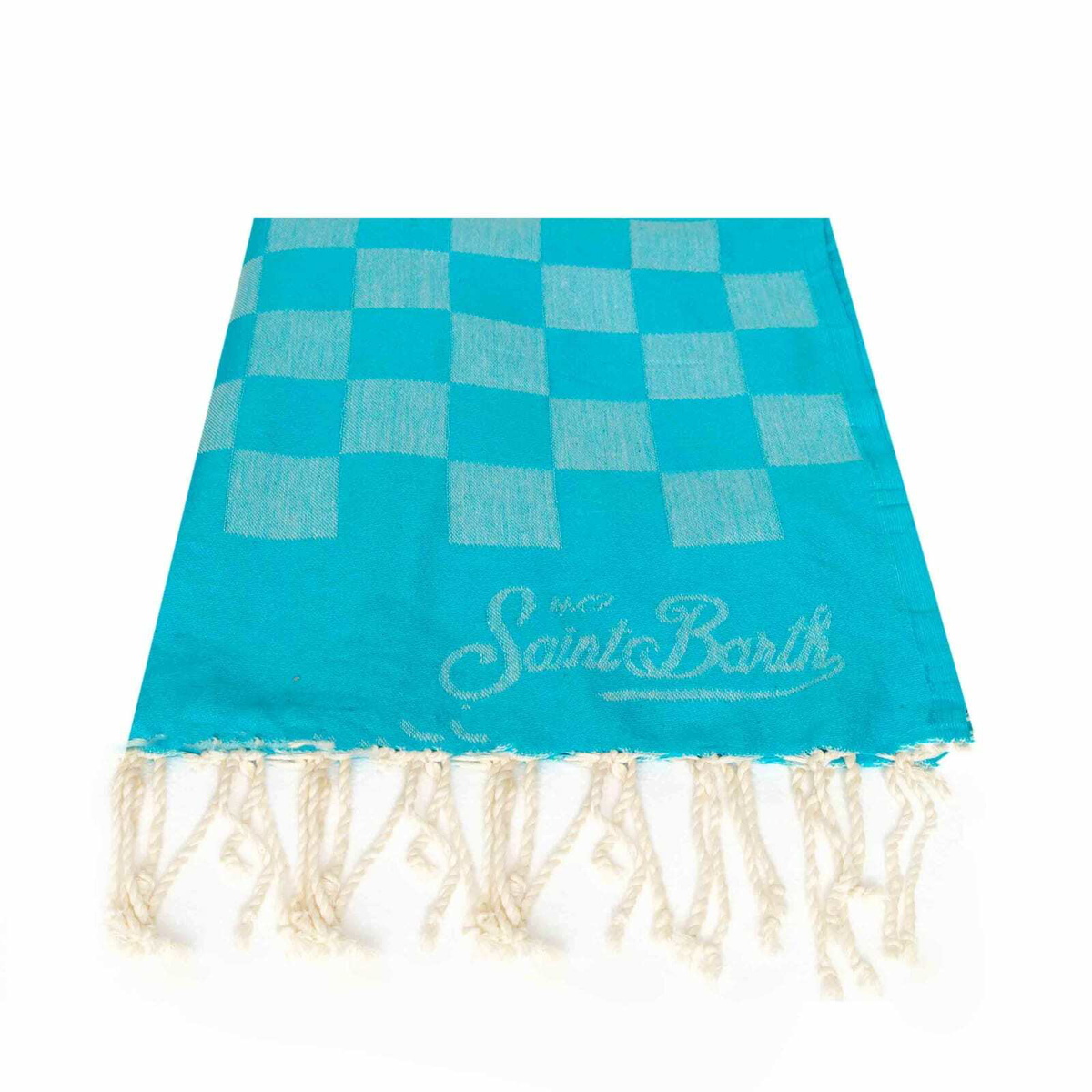 MC2 Saint Barth Light Blue Check Print Jacquard Beach Towel