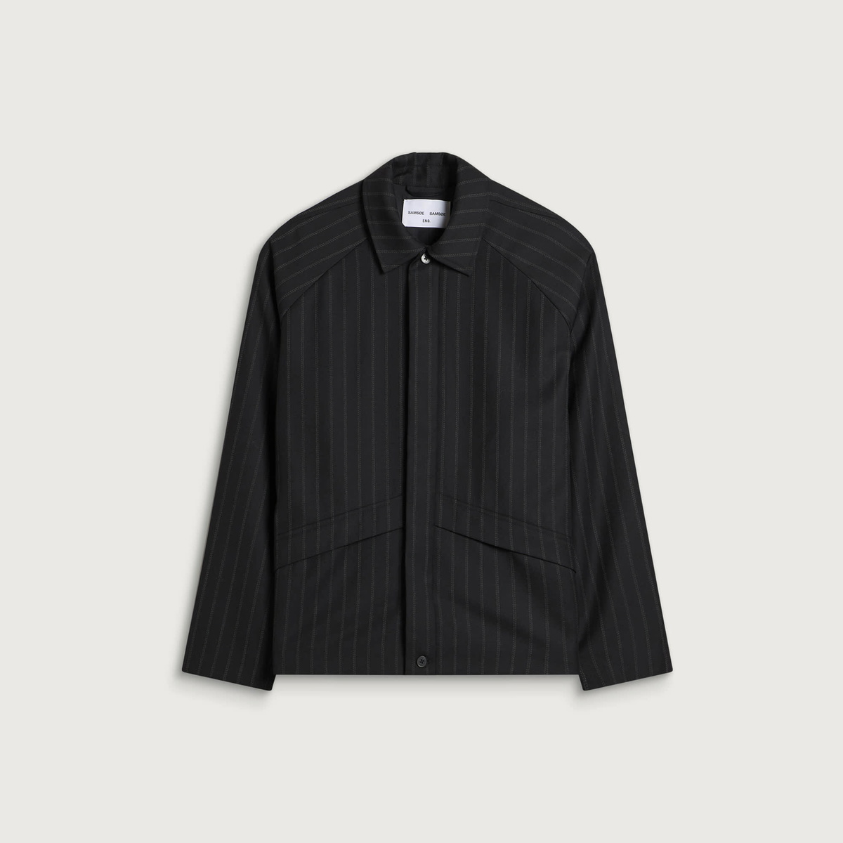 END. x Samsøe Samsøe Men's Saarvo Overshirt in Black Pinstripe