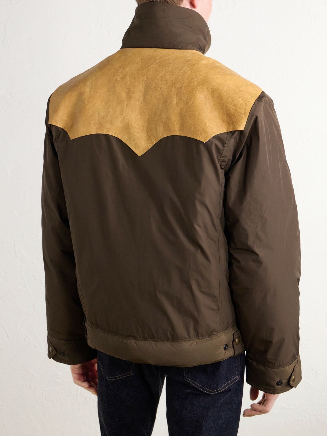 RRL - Padded Leather-Trimmed Shell Jacket - Brown
