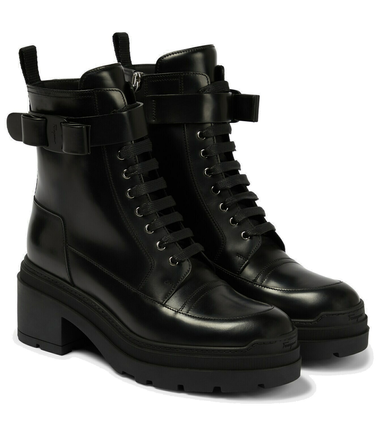 Ferragamo - Lober lace-up leather ankle boots Salvatore