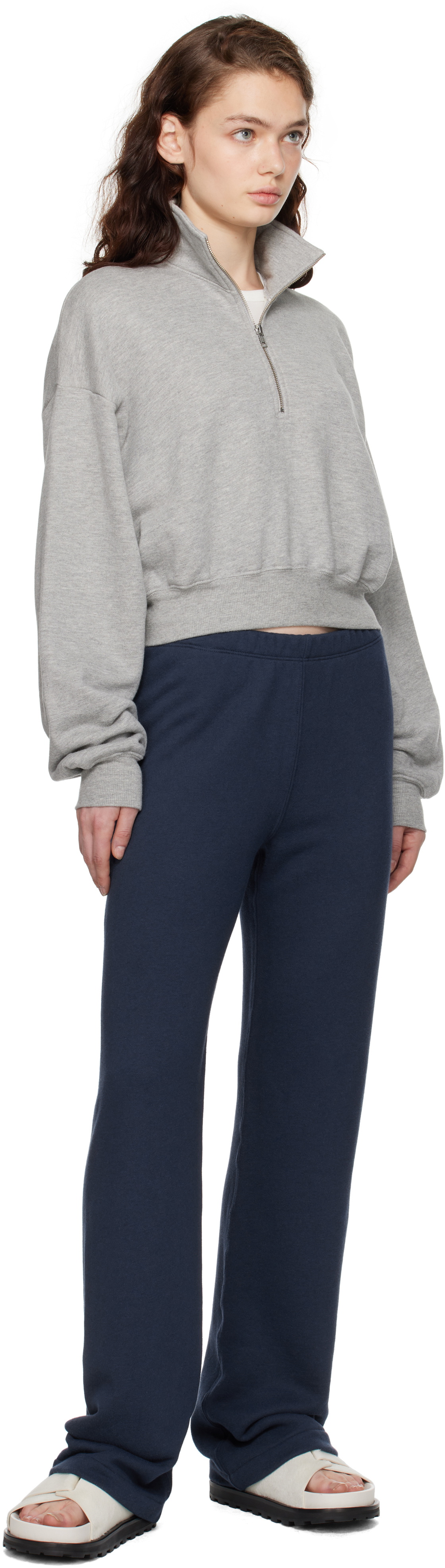 ÉTERNE Gray Cropped Half-Zip Sweatshirt