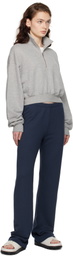 ÉTERNE Gray Cropped Half-Zip Sweatshirt