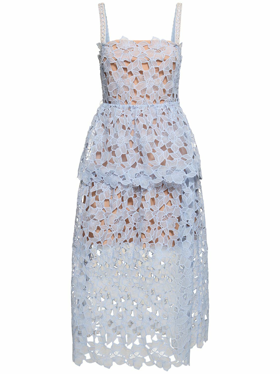 SELF-PORTRAIT Organza Lace Midi Dress Self-Portrait