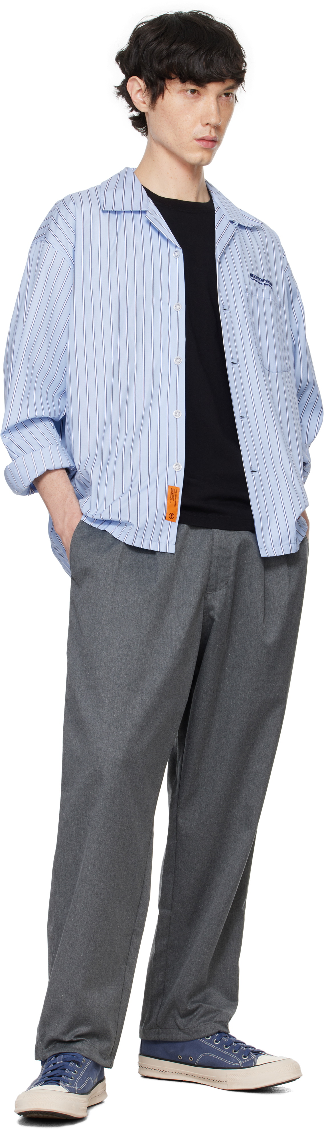トップス NEIGHBORHOOD STRIPE WORK SHIRT LS L Neighborhood Blue Stripe Work Ls Shirt In Saxe - 36% Off