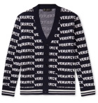 Versace - Logo-Jacquard Wool Cardigan - Navy