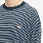 Danton Men's Long Sleeve Stripe Logo T-Shirt in Green/White