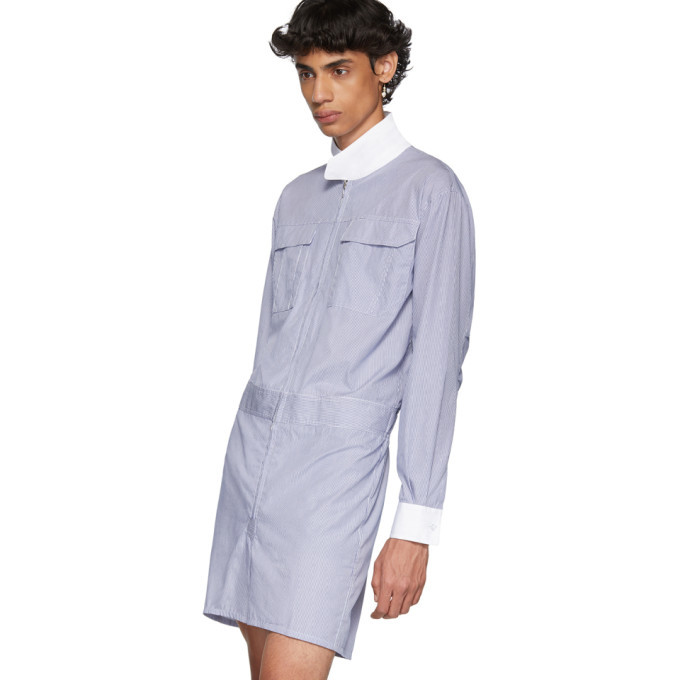 Random Identities Blue Striped Romper Shirt Random Identities