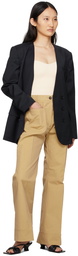 DRAE Navy Wool Collarless Blazer