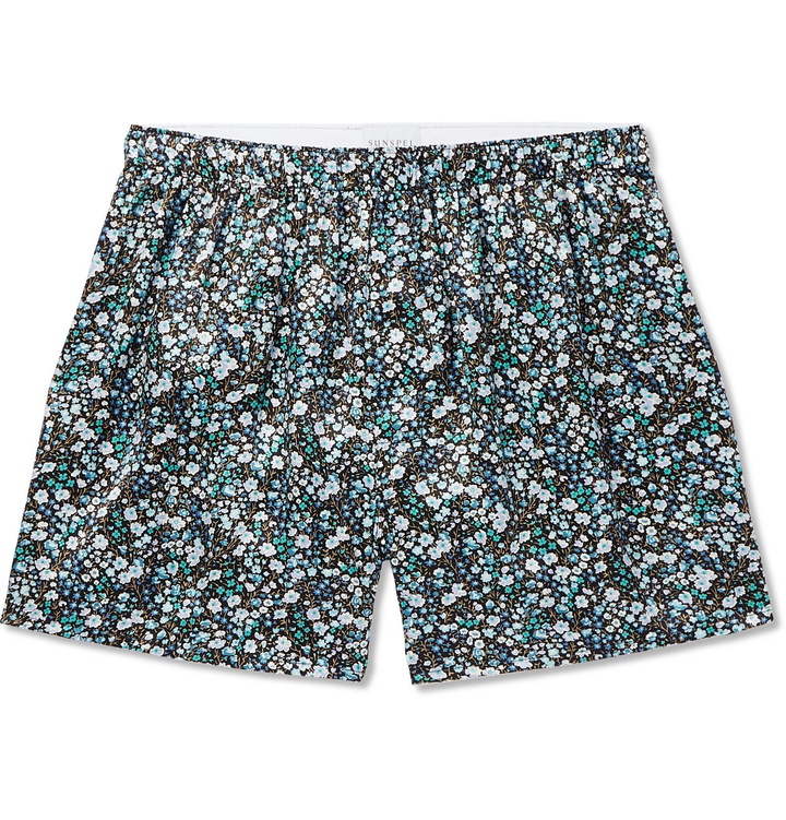 Photo: Sunspel - Printed Silk-Satin Boxer Shorts - Green