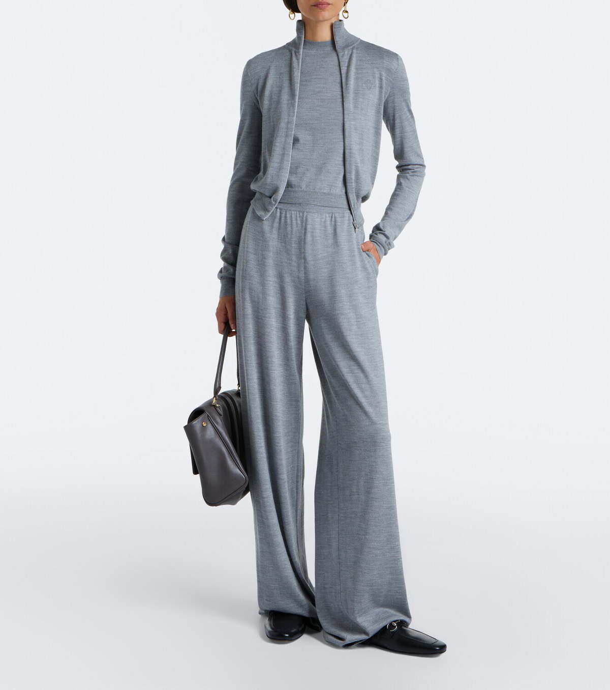 Gucci Wool and silk wide-leg pants
