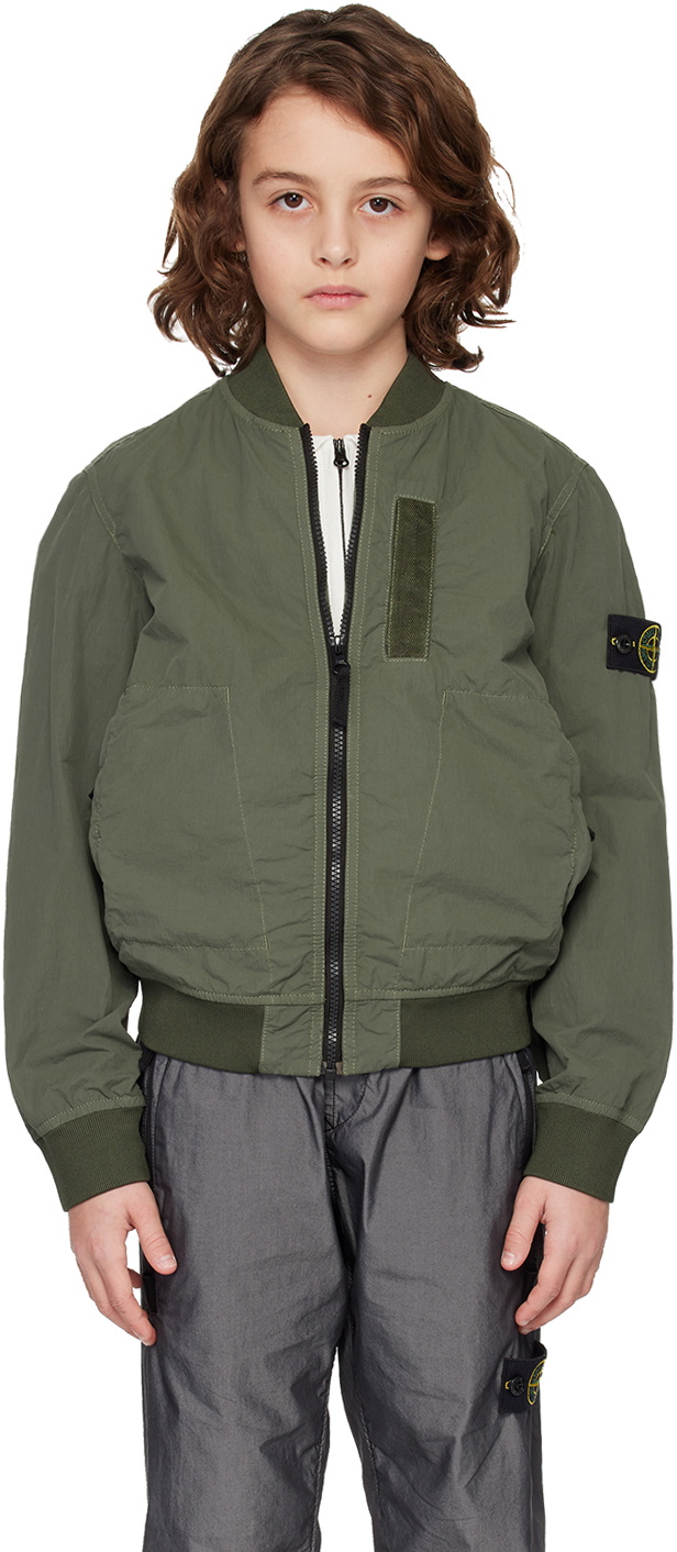 Stone Island Junior Kids Green 40430 Bomber Jacket Stone Island Junior