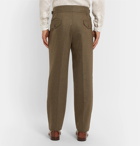 Rubinacci - Manny Tapered Pleated Mélange Stretch-Wool and Cashmere-Blend Trousers - Men - Green