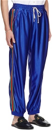 Gucci Blue Shiny Jersey Web Track Pants