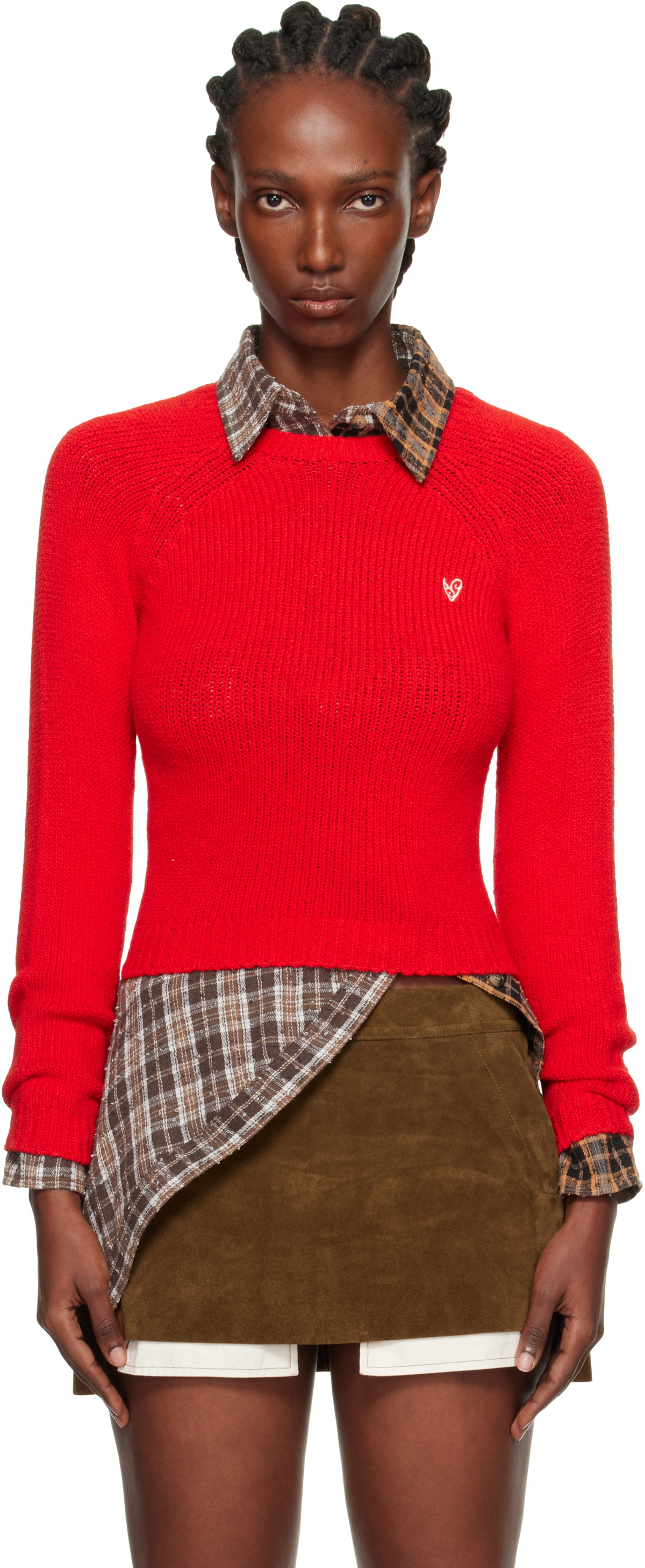Acne Studios Red Cropped Crewneck Sweater