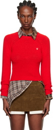 Acne Studios Red Cropped Crewneck Sweater