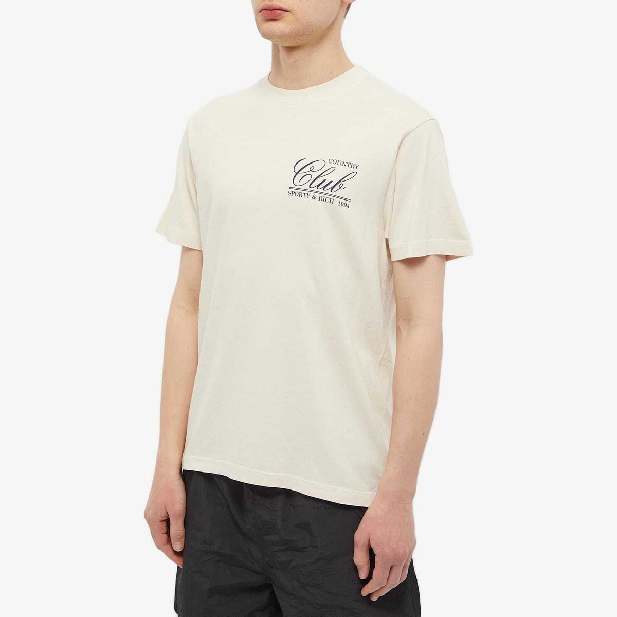 Sporty & Rich Men's 94 Country Club T-Shirt in Cream/Navy Sporty