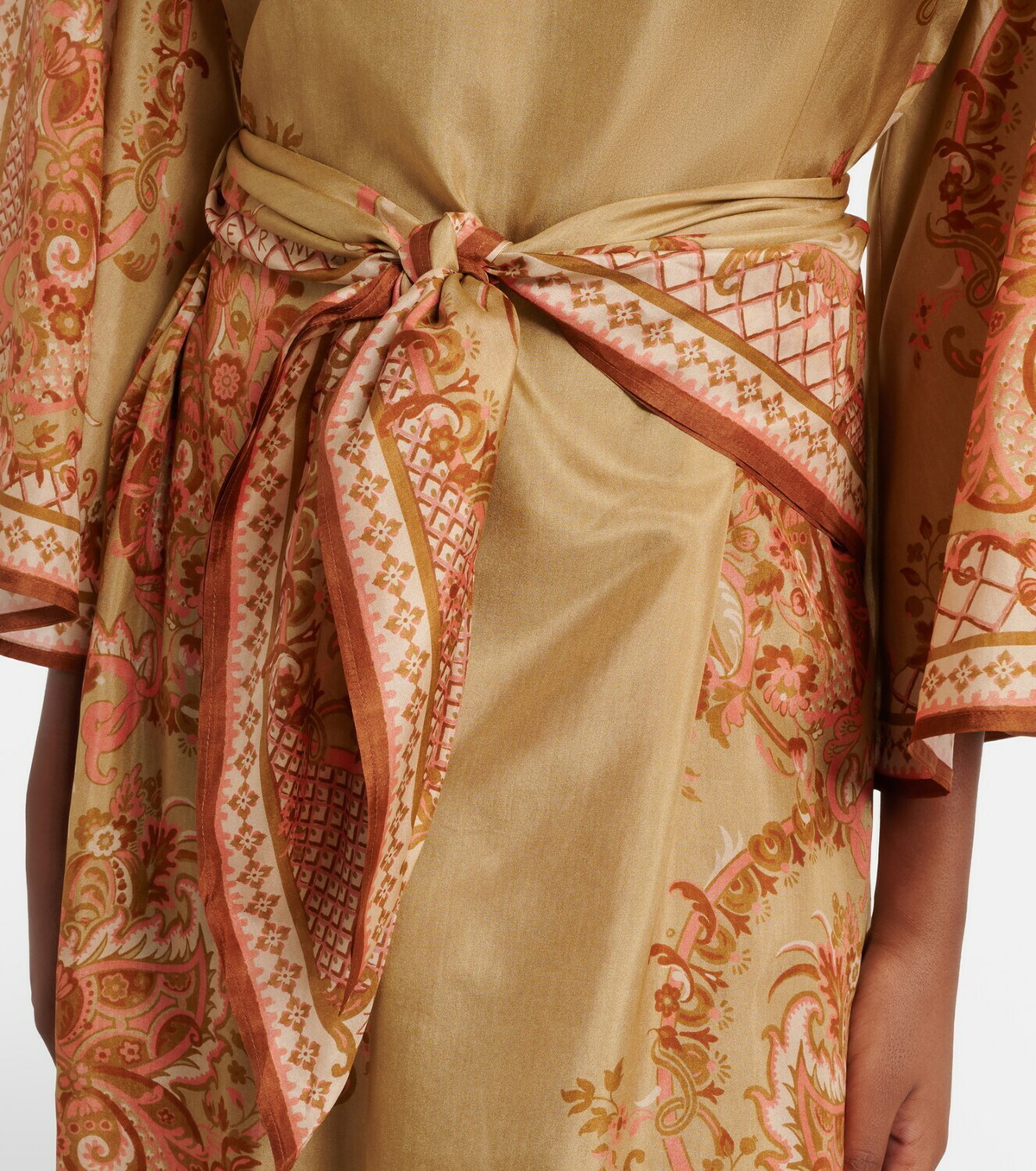 Zimmermann Belted printed silk midi dress