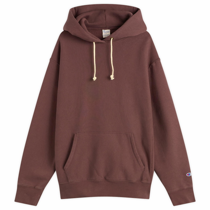 Photo: Champion Men's Reverse Weave Relaxed Hoodie in Brown