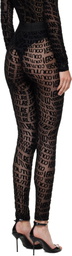 Versace Jeans Couture Black Tulle Flock Liquify Leggings