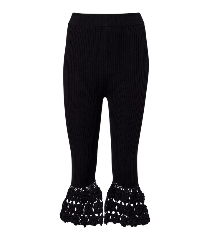 Photo: Ganni Crochet-trimmed ribbed cotton-blend capri pants