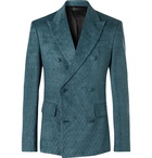 AMIRI - Double-Breasted Metallic Velvet-Jacquard Blazer - Blue