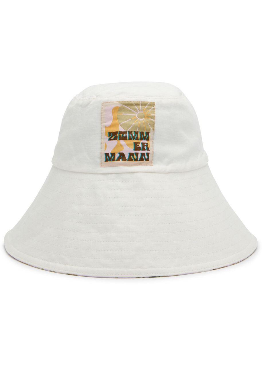 Zimmermann Printed Wide-brim Linen Bucket hat - Multi Floral  display picture 1