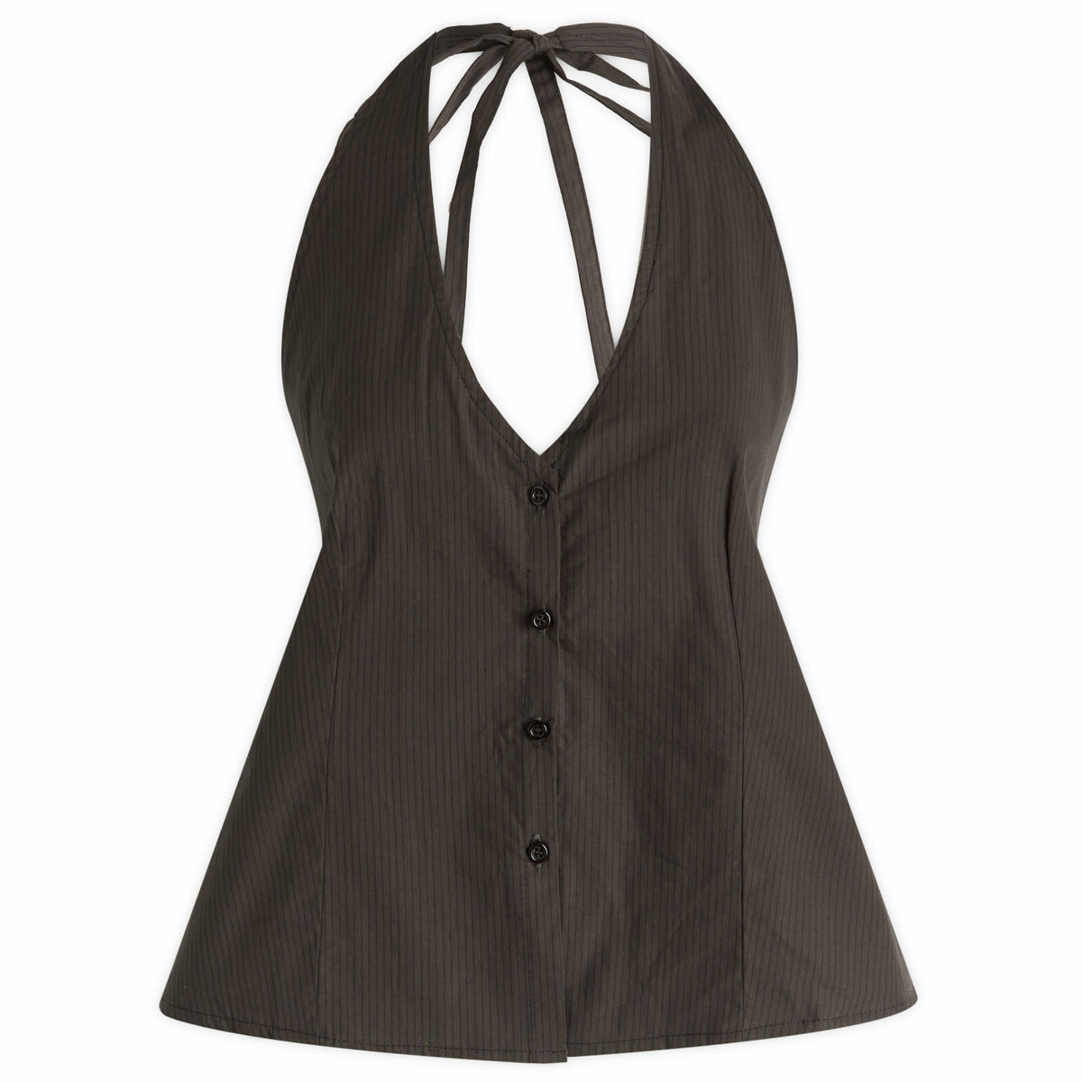 Deiji Studios Women's Waist Halter Top in Black Stripe