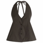 Deiji Studios Women's Waist Halter Top in Black Stripe