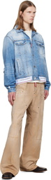 Dsquared2 Beige Garment Dyed Baggy Carpenter Trousers