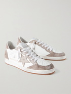 Golden Goose - Ballstar Distressed Leather and Suede Sneakers - White