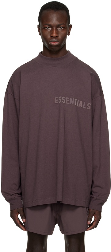 Photo: Essentials Purple Crewneck Long Sleeve T-Shirt