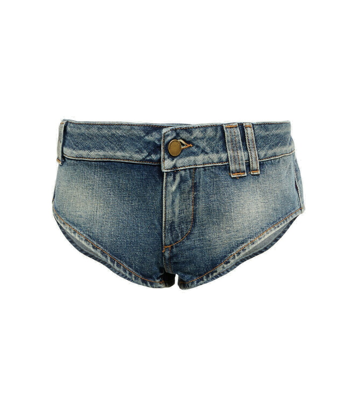 Photo: Alessandra Rich Crystal-embellished denim shorts