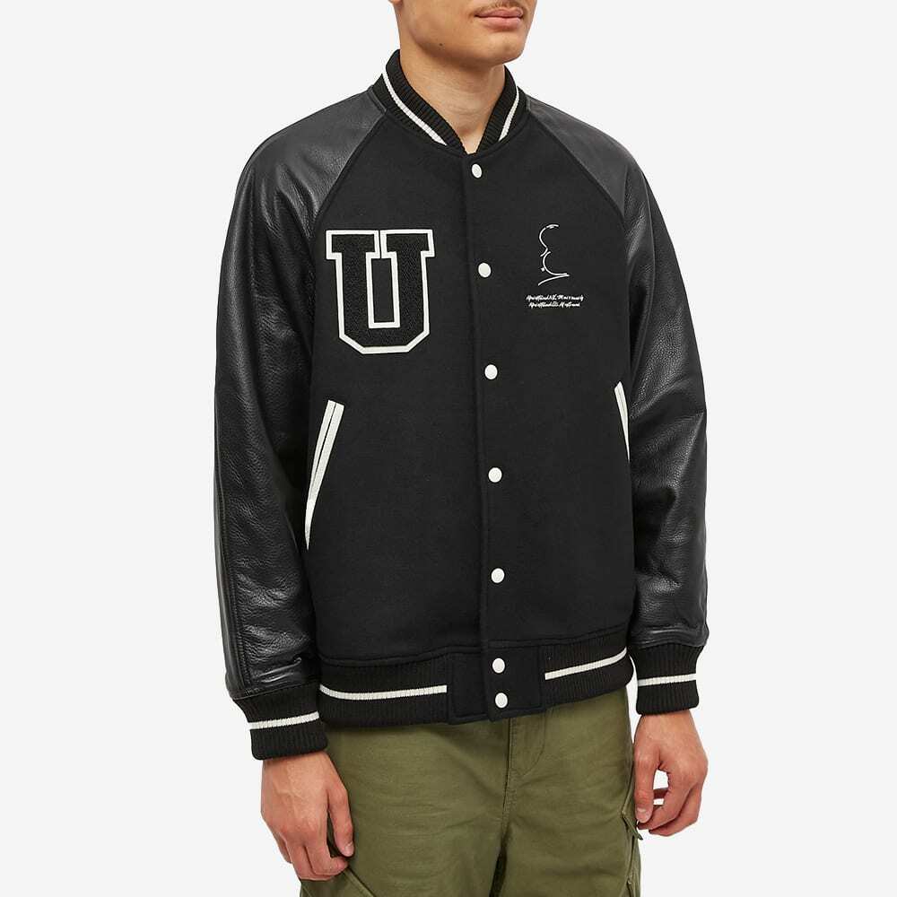 Undercover Men's Leather Varsity Jacket in Black Undercover