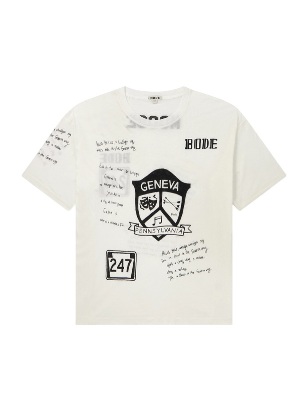 Photo: BODE - Camp Crest Printed Cotton-Jersey T-Shirt - Neutrals