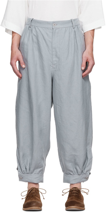 Photo: Hed Mayner Blue Linen Trousers