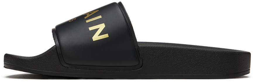 Balmain Kids Black Printed Slides