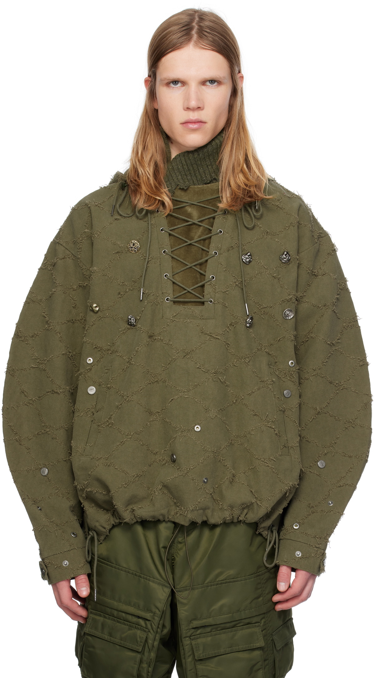 Andersson Bell Khaki Lace-Up Hoodie