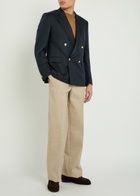 Lardini Double-breasted Cashmere and Wool-blend Blazer Navy