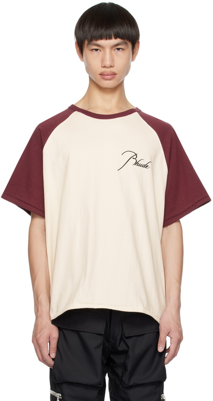 Photo: Rhude Off-White & Red Raglan T-Shirt