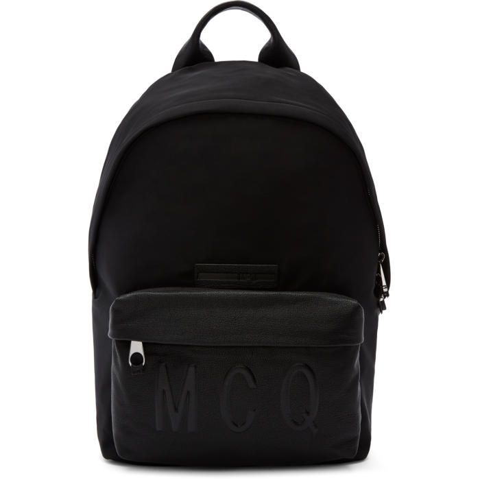 McQ Alexander McQueen Black Nylon and Leather Classic Backpack McQ Alexander McQueen